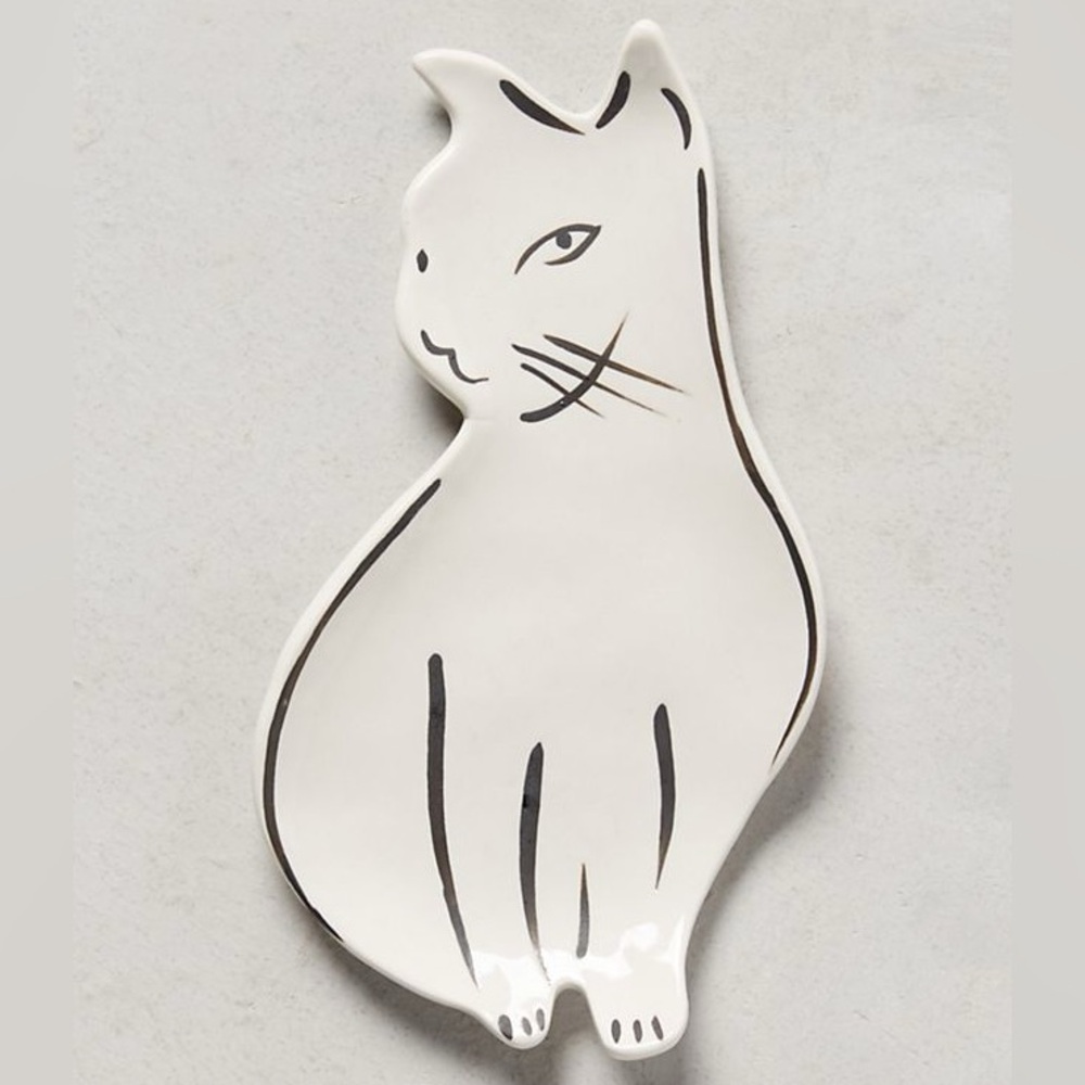 Anthropologie Cream Leah Reena Goren Sitting Cat Trinket Dish